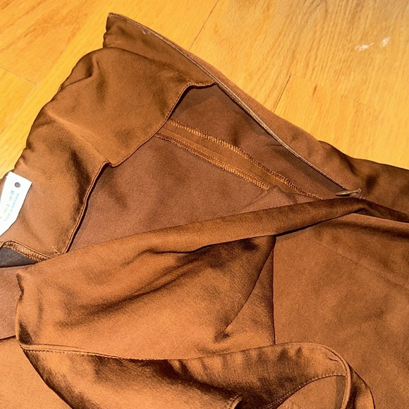 Zara Brown Satin Halter Neck Dress Size S - Picture 8 of 9